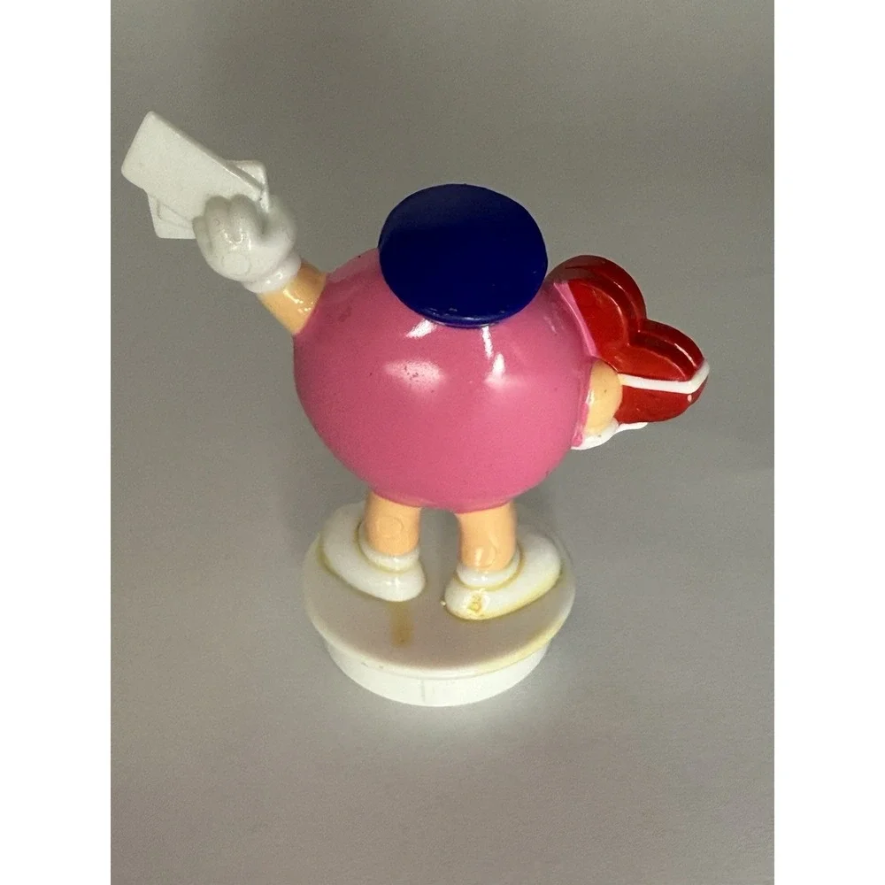 VTG 1995 Valentine Day M&M Pink Holding Mail And A Heart Candy Topper